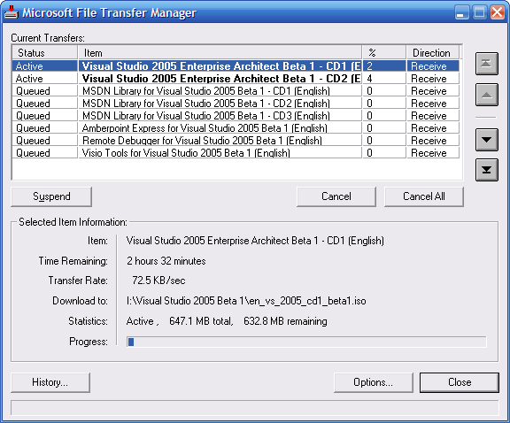 Downloading Visual Studio 2005 Beta 1